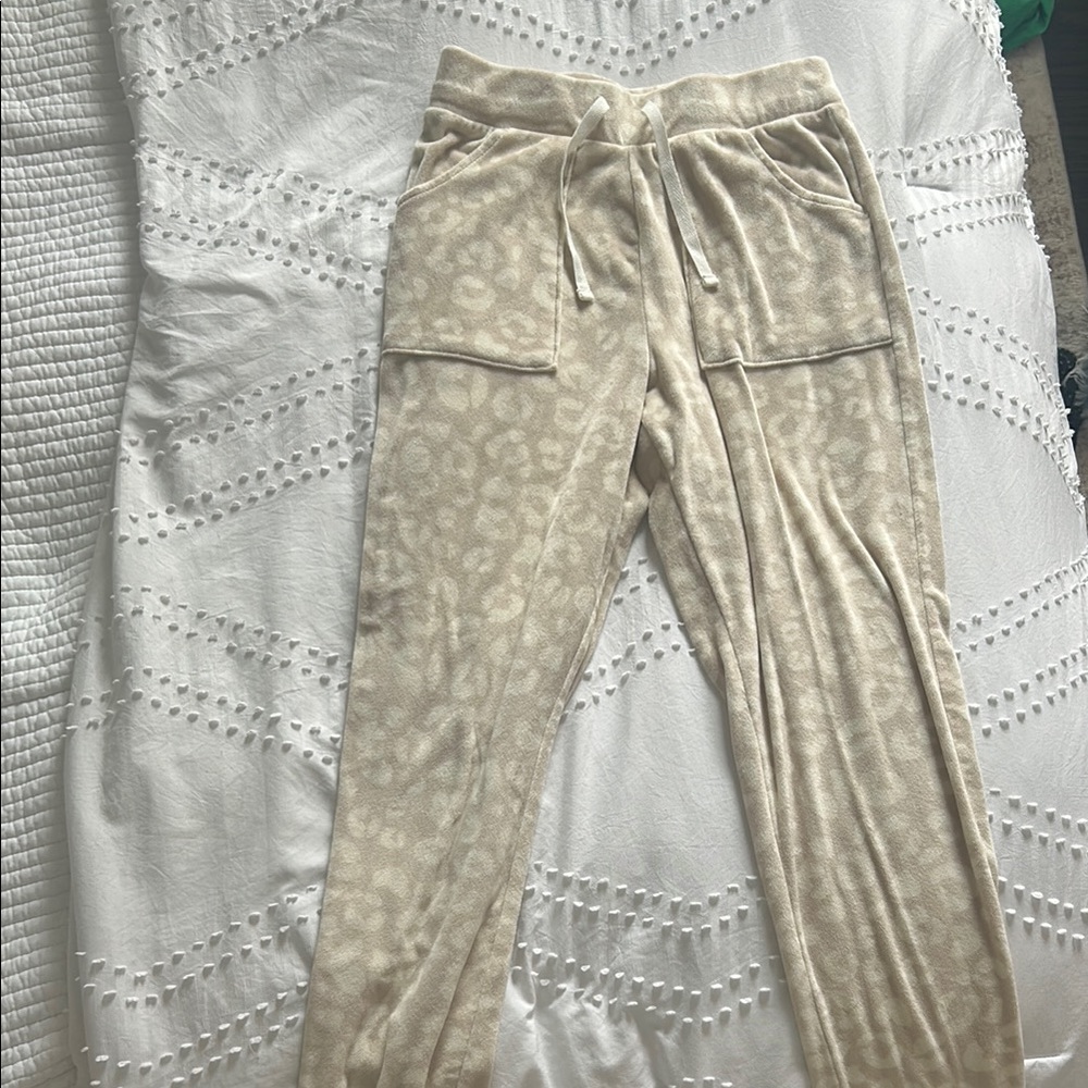 Cream Leopard Print Joggers